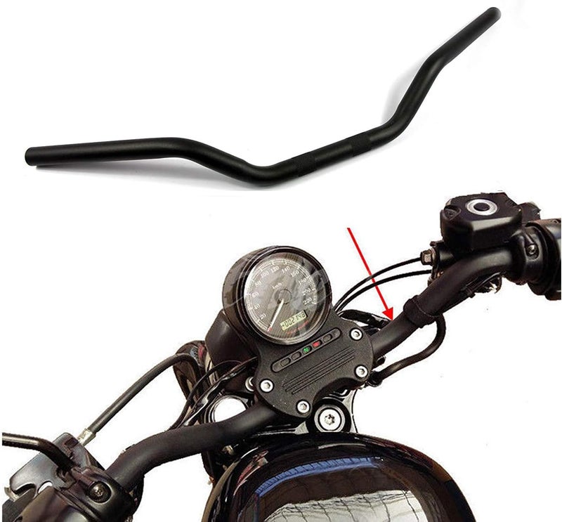 COBIKE Motorcycle Hanger 1 inch 25mm Ace Cafe Racer Clubman Handlebar Handle bars handlebars Bar compatible with Harley Sportster XL883 XL1200(Black Low) - Image 1